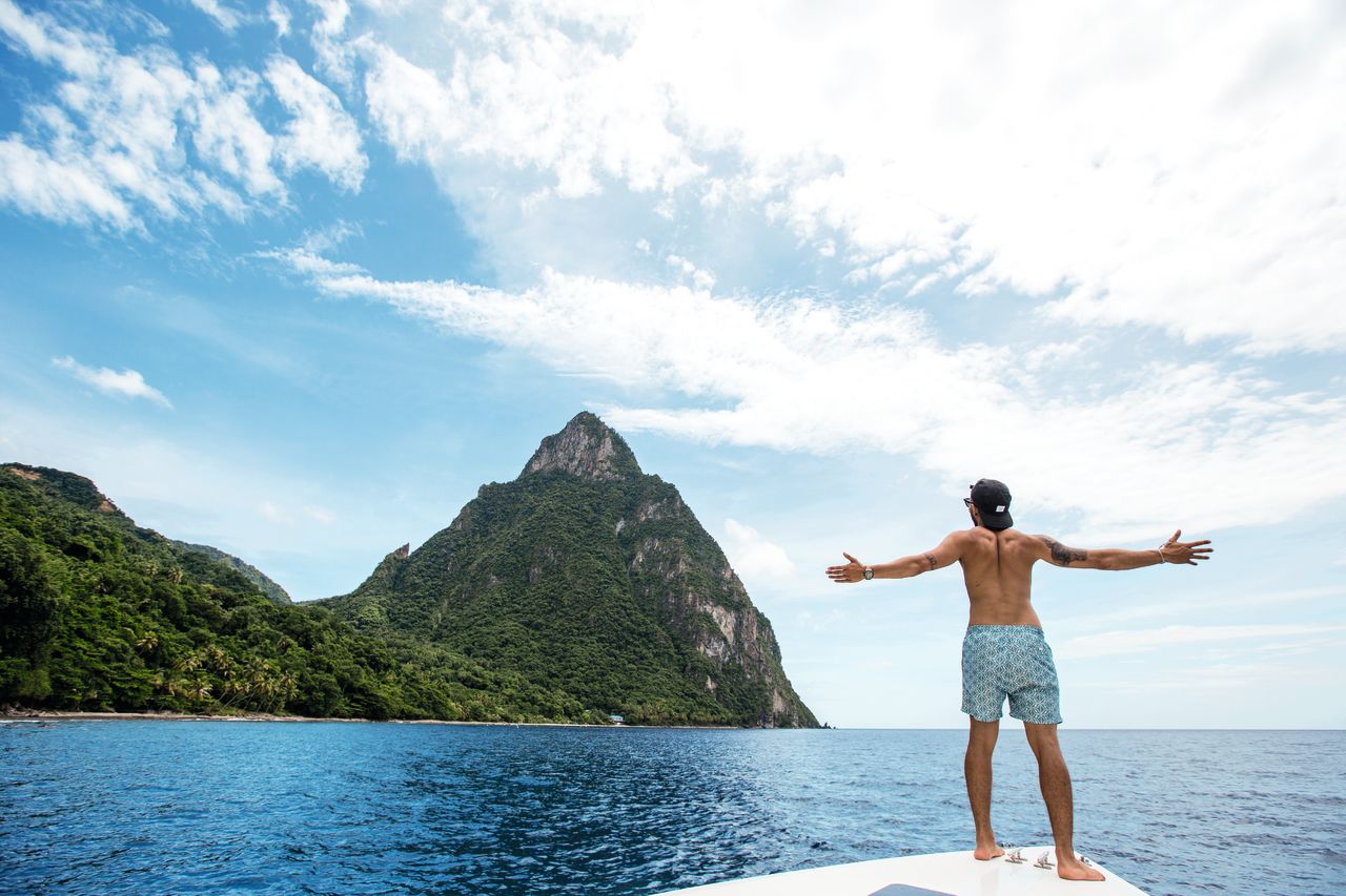 Man on paddle board in St. Lucia